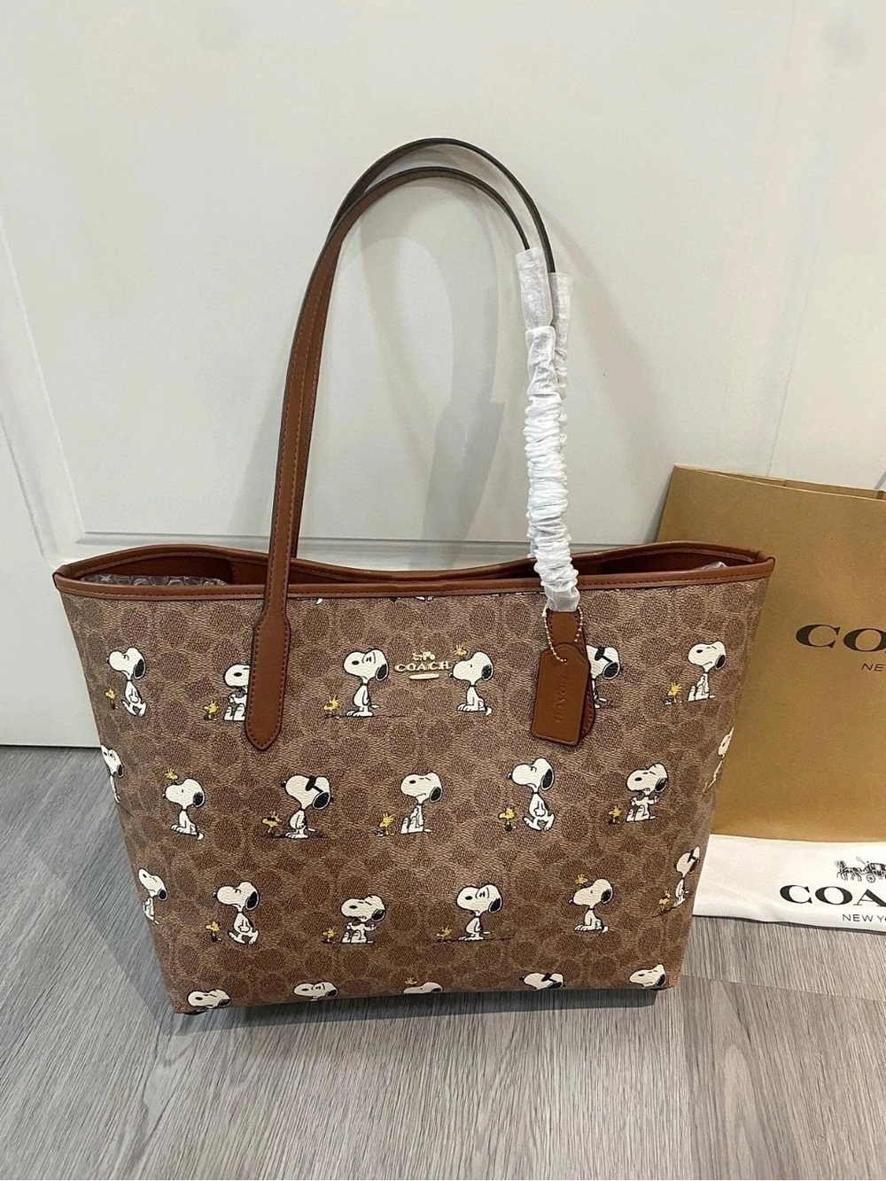Coach Snoopy Brown Signature Tote Bag